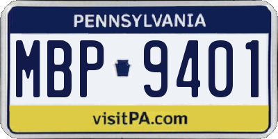 PA license plate MBP9401