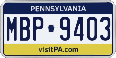 PA license plate MBP9403