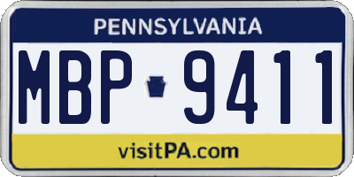 PA license plate MBP9411