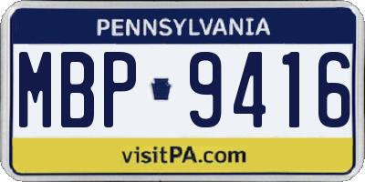 PA license plate MBP9416