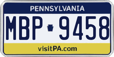 PA license plate MBP9458