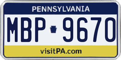 PA license plate MBP9670