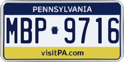 PA license plate MBP9716