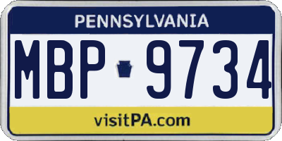 PA license plate MBP9734