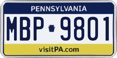 PA license plate MBP9801