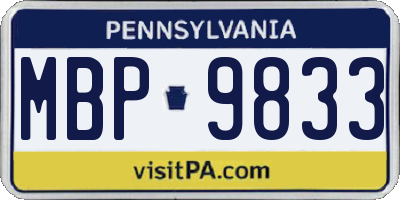 PA license plate MBP9833