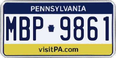 PA license plate MBP9861