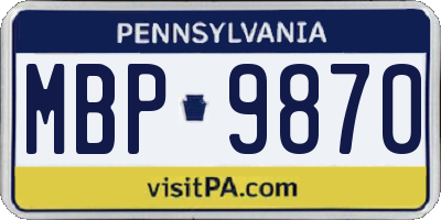 PA license plate MBP9870