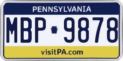 PA license plate MBP9878
