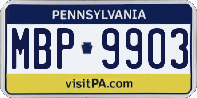 PA license plate MBP9903