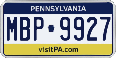 PA license plate MBP9927