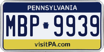 PA license plate MBP9939