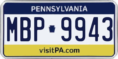 PA license plate MBP9943
