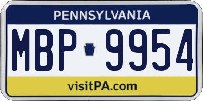 PA license plate MBP9954