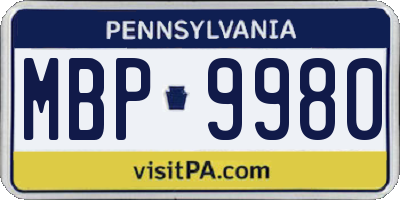 PA license plate MBP9980