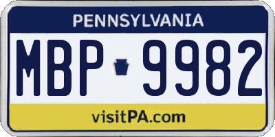 PA license plate MBP9982