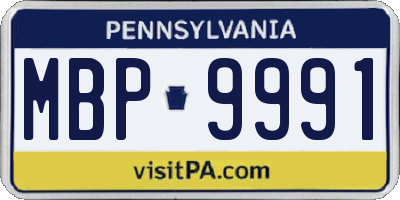 PA license plate MBP9991