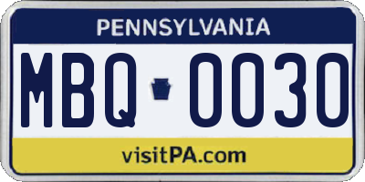 PA license plate MBQ0030
