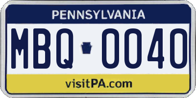 PA license plate MBQ0040