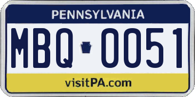 PA license plate MBQ0051