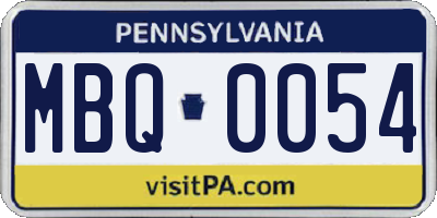 PA license plate MBQ0054