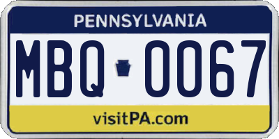 PA license plate MBQ0067