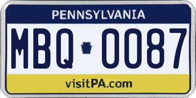 PA license plate MBQ0087