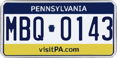 PA license plate MBQ0143