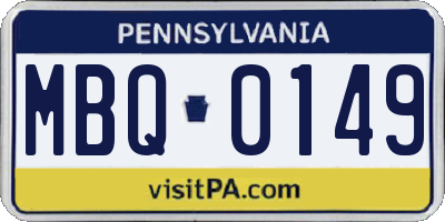 PA license plate MBQ0149