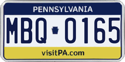 PA license plate MBQ0165