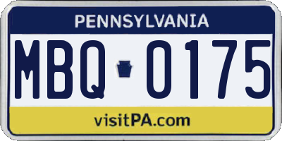 PA license plate MBQ0175