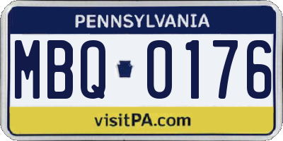 PA license plate MBQ0176