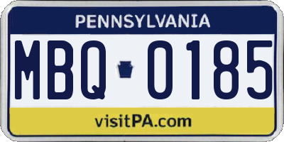 PA license plate MBQ0185