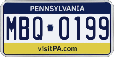 PA license plate MBQ0199