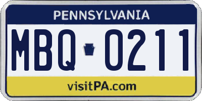 PA license plate MBQ0211