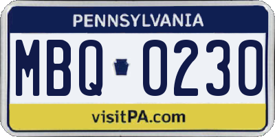 PA license plate MBQ0230