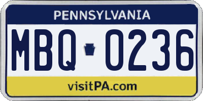 PA license plate MBQ0236