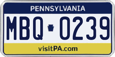 PA license plate MBQ0239