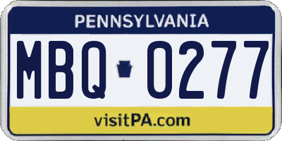 PA license plate MBQ0277