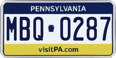 PA license plate MBQ0287