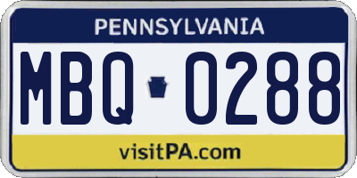 PA license plate MBQ0288