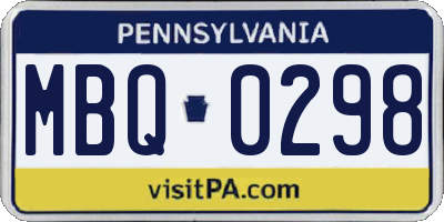 PA license plate MBQ0298