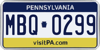 PA license plate MBQ0299