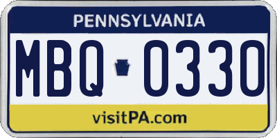 PA license plate MBQ0330