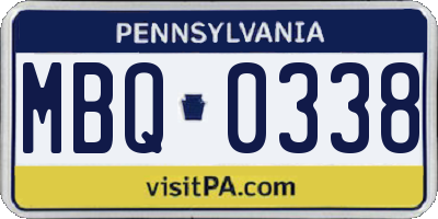PA license plate MBQ0338