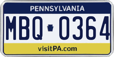 PA license plate MBQ0364