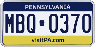 PA license plate MBQ0370