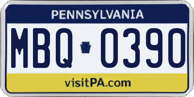 PA license plate MBQ0390