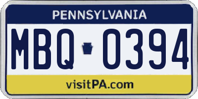 PA license plate MBQ0394