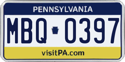 PA license plate MBQ0397